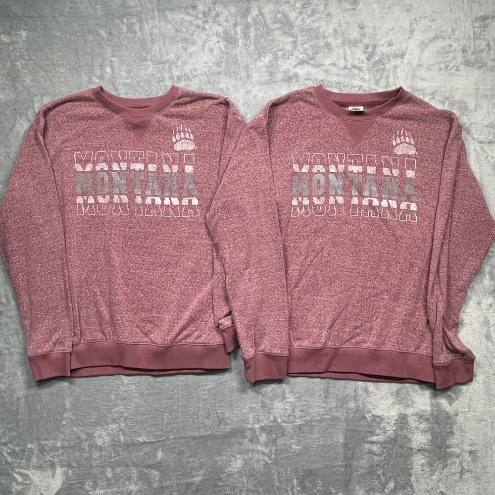 Set Of 2 Montana Grizzlies Sweatshirts Womens Medium Maroon Graphic Pullover